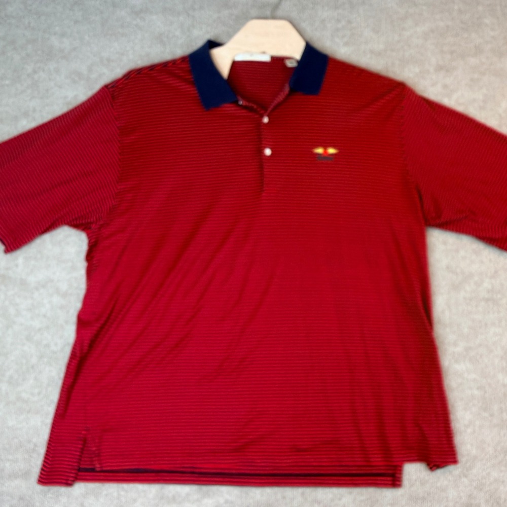 Fairway & Greene Mens XXL Baltusrol Golf Polo Shirt Red Navy Blue Striped Cotton